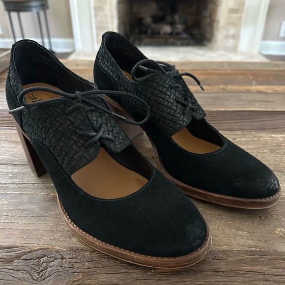 Patricia Nash Leather Suede Agata Pump Black Laceup Size 8.5 M Italian Mary Jane - Picture 6 of 10